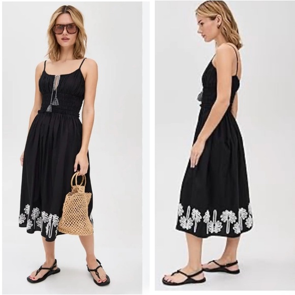 Rails Dresses & Skirts - Rails Baja Dress In Black
Ivory Palm Trees Black Embroidered Sundress w Tassel S